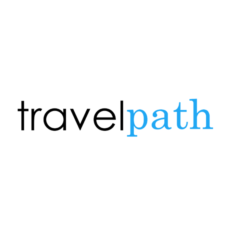 White travelpath text on grey background.