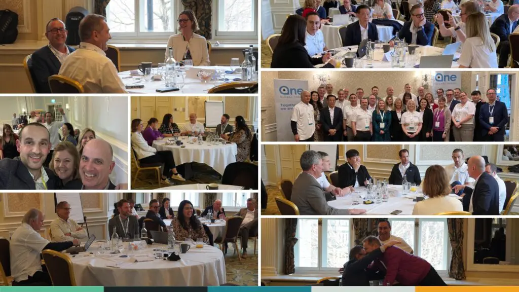 One Global Partner Day 2023 collage with people in discussions and group activities.