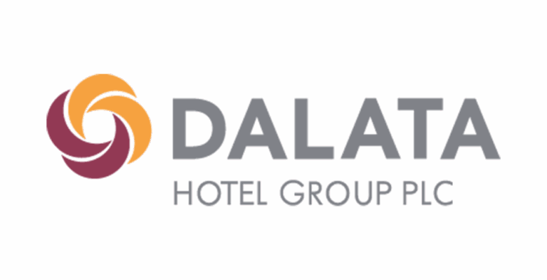 Dalata Hotel Group PLC logo with orange and maroon circular icon next to company name.