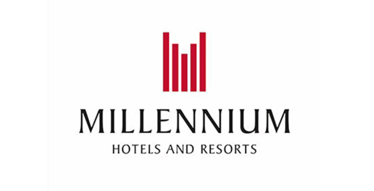 Millennium Hotels and Resorts logo with red bars above the name.