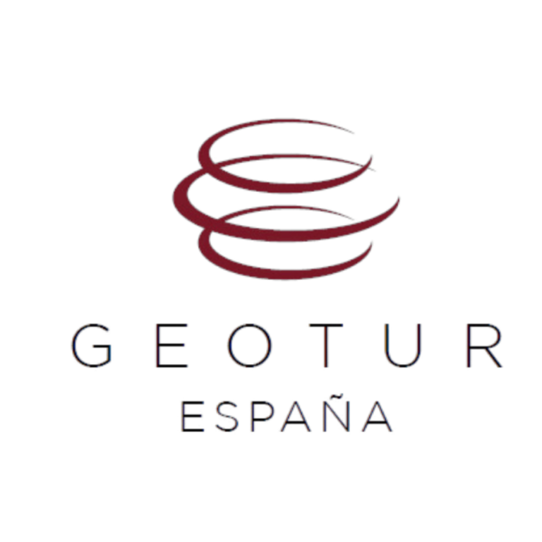 GEOTUR ESPAÑA with a white spiral logo on a light grey background.