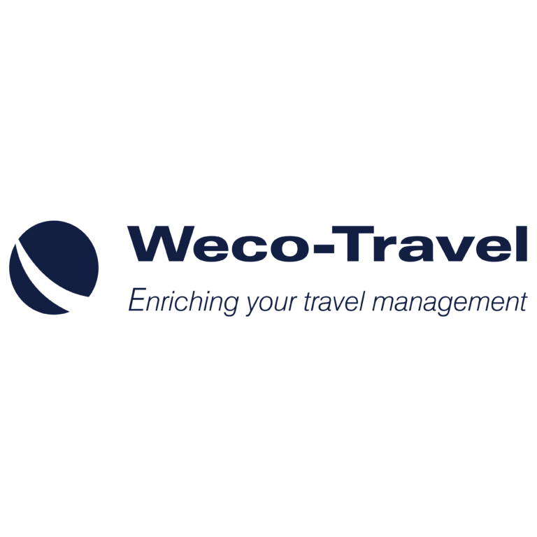 Weco-Travel logo with globe graphic and text: Enriching your travel management.