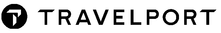 Travelport logo with stylised T and the word TRAVELPORT.