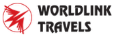 Worldlink Travels logo with red bird and black text on light background.