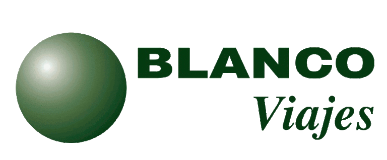 BLANCO Viajes logo with green sphere and dark green text on transparent background.