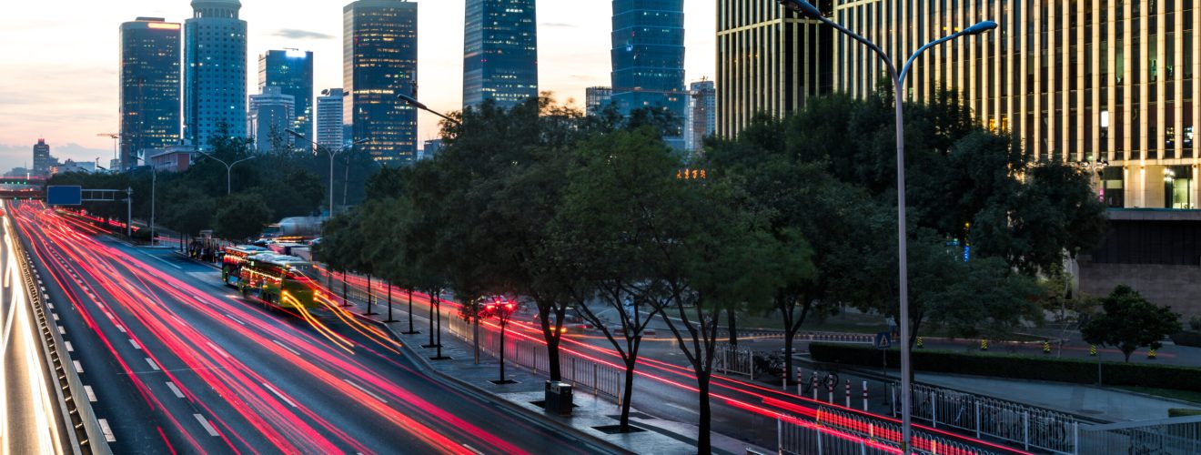 urban traffic with cityscape in Shanghai,China.
